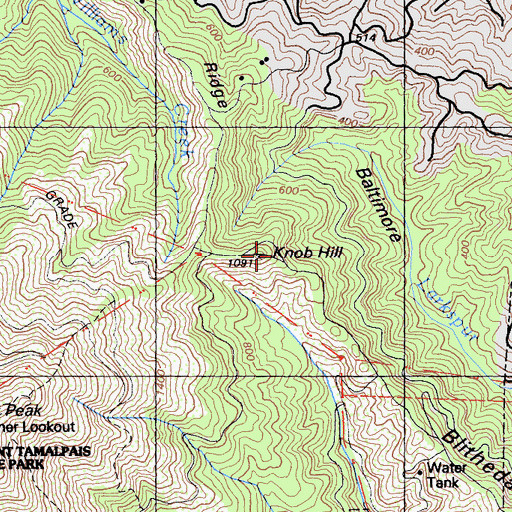 Topographic Map of Knob Hill, CA
