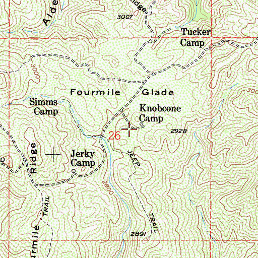 Topographic Map of Knobcone Camp, CA