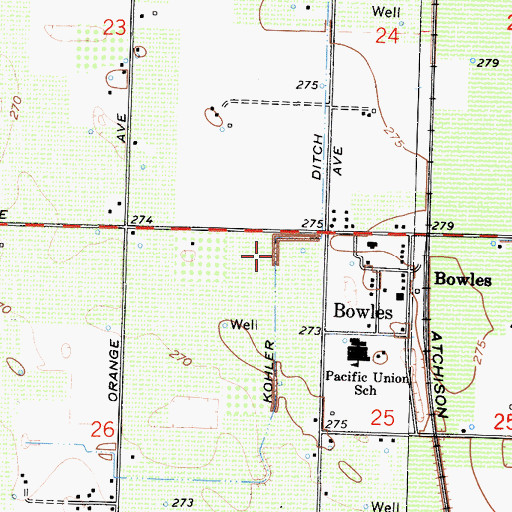 Topographic Map of Kohler Ditch, CA