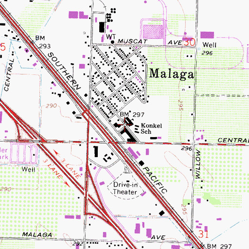Topographic Map of Konkel Junior High School, CA