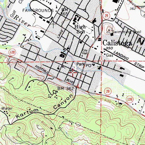 Topographic Map of Kortum Canyon, CA