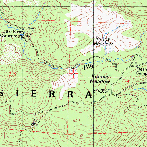 Topographic Map of Kramer Meadow, CA