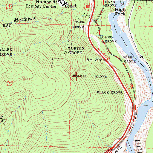 Topographic Map of Krauss Grove, CA