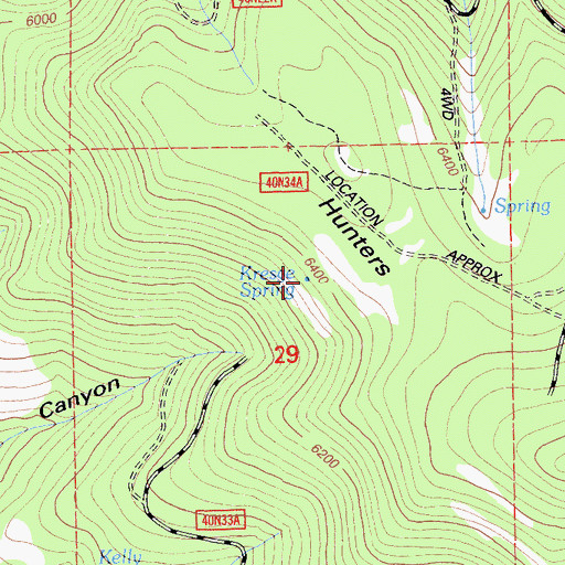 Topographic Map of Kresge Spring, CA