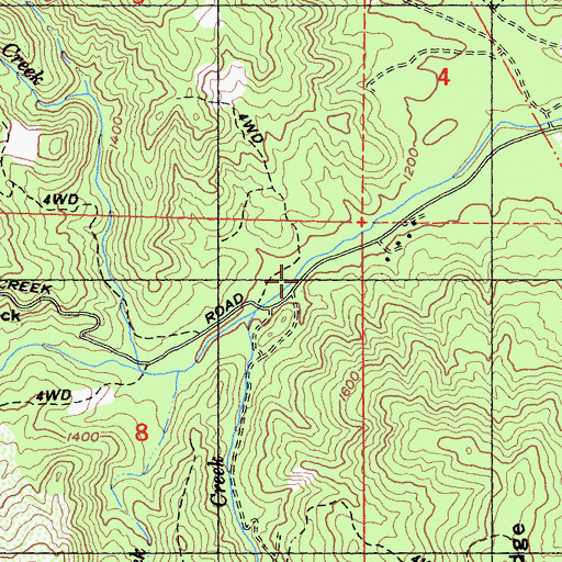 Topographic Map of Kroll Creek, CA