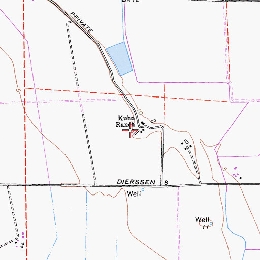 Topographic Map of Kuhn Ranch, CA