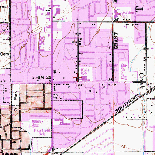 Topographic Map of Anna Kyle Elementary School, CA