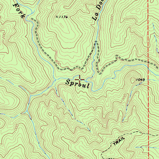 Topographic Map of La Doo Creek, CA