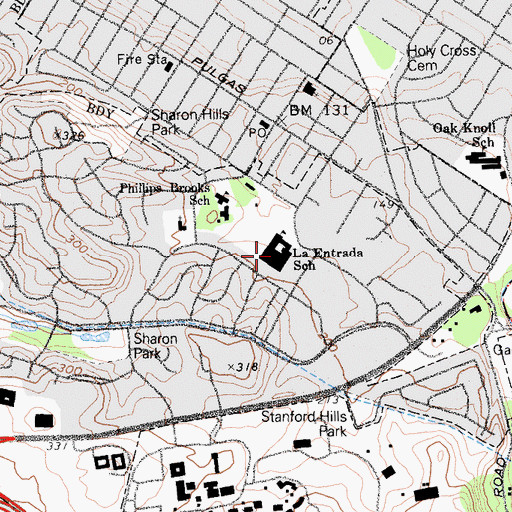 Topographic Map of La Entrada Middle School, CA