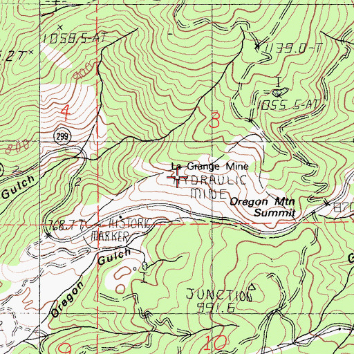 Topographic Map of La Grange Mine, CA