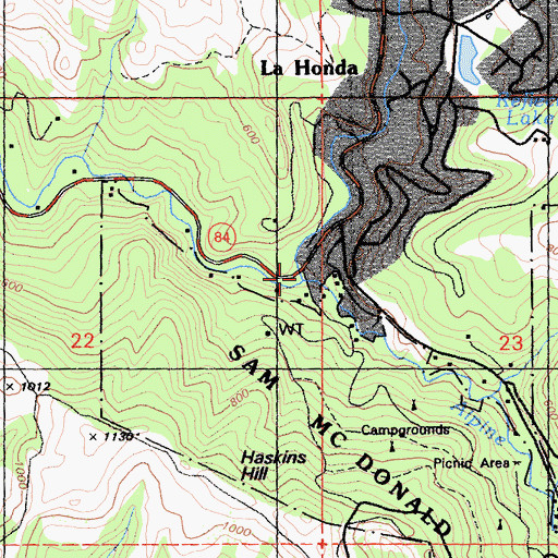 Topographic Map of La Honda Creek, CA