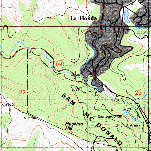 Topographic Map of La Honda Creek, CA