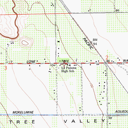 Topographic Map of La Paloma High School, CA