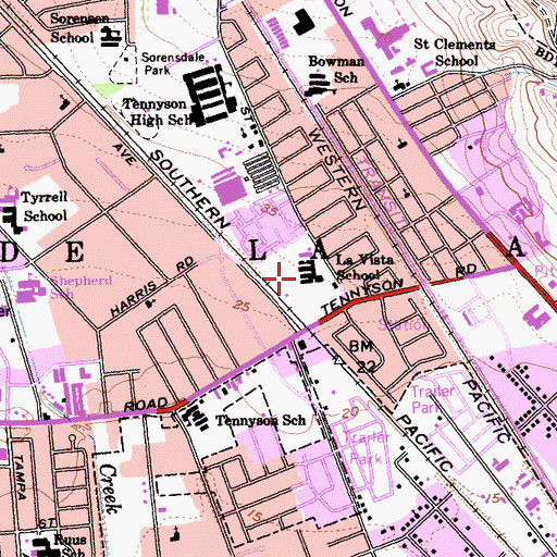 Topographic Map of Cesar Chavez Middle School, CA