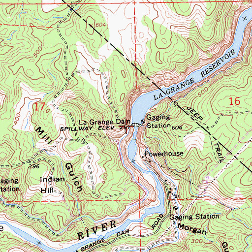 Topographic Map of La Grange Dam, CA