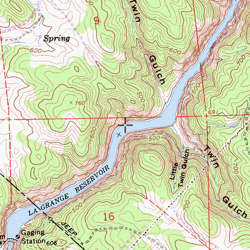 Topographic Map of La Grange Reservoir, CA