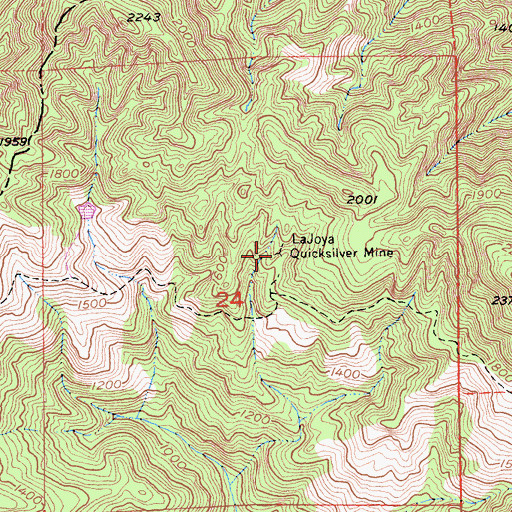 Topographic Map of La Joya Quicksilver Mine, CA