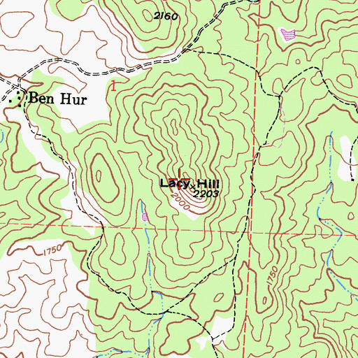 Topographic Map of Lacy Hill, CA