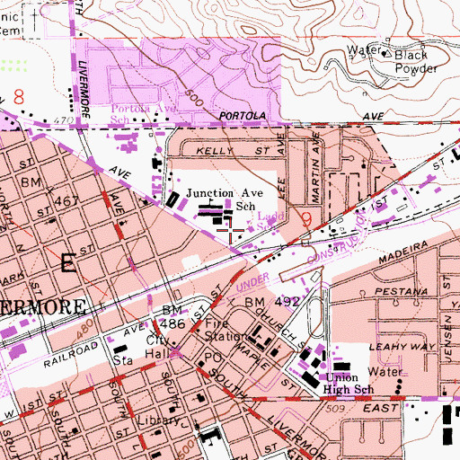 Topographic Map of Ladd School, CA