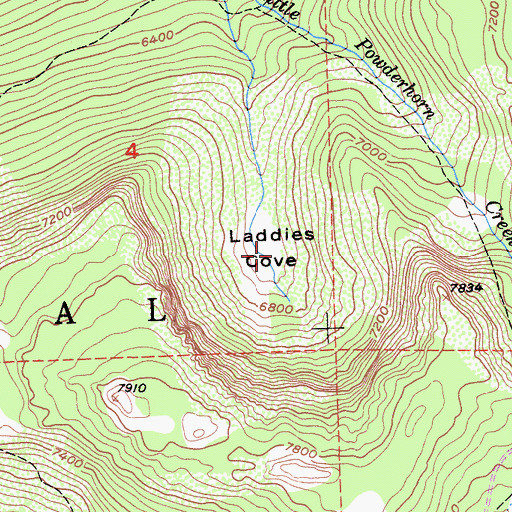 Topographic Map of Laddies Cove, CA
