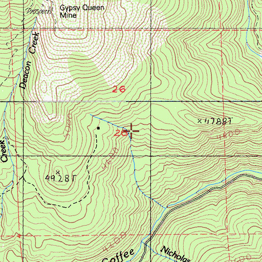 Topographic Map of Lady Slipper Mine, CA