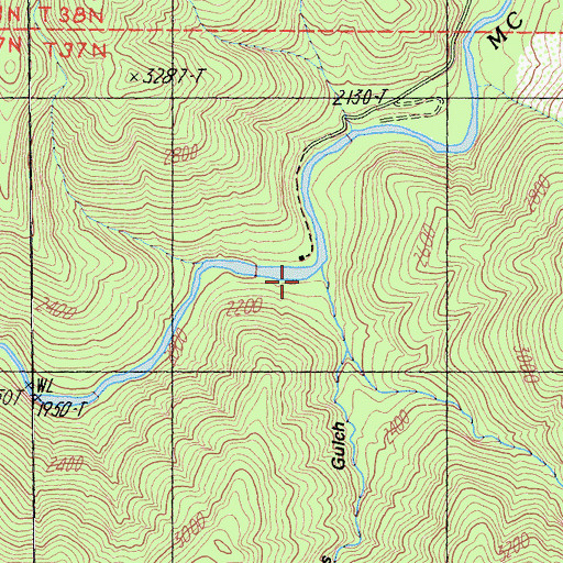 Topographic Map of Ladybug Creek, CA