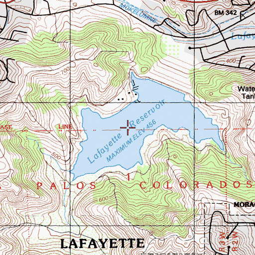 Topographic Map of Lafayette Reservoir, CA
