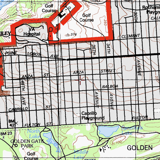 Topographic Map of Lafayette Elementary School, CA