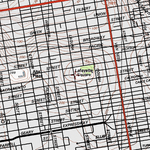 Topographic Map of Lafayette Square, CA
