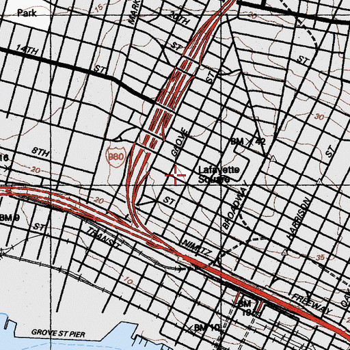 Topographic Map of Lafayette Square, CA