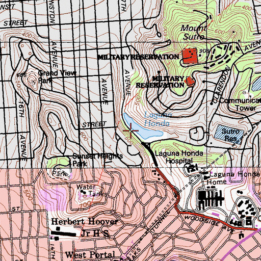 Topographic Map of Laguna Honda, CA