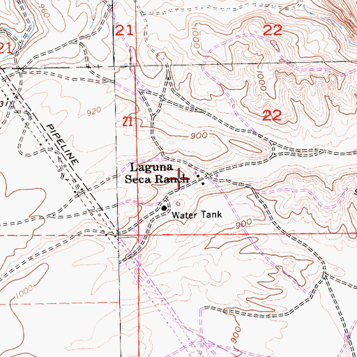 Topographic Map of Laguna Seca Ranch, CA
