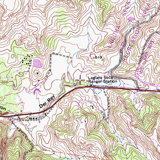 Topographic Map of Laguna Seca Ranger Station, CA