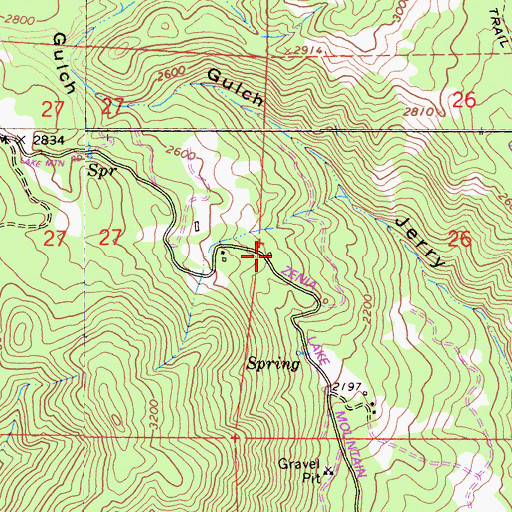 Topographic Map of Lake Mountain Community Hall, CA