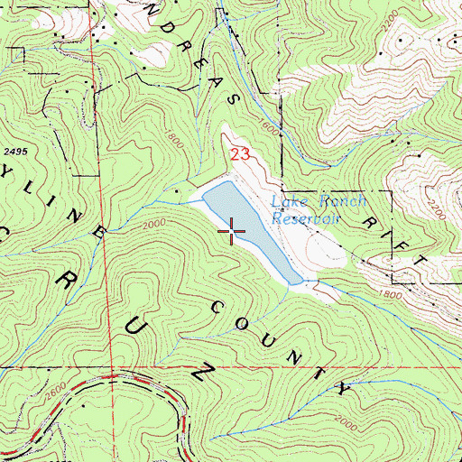 Topographic Map of Lake Ranch Reservoir, CA