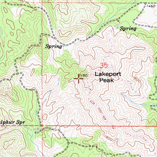 Topographic Map of Lakeport Peak, CA