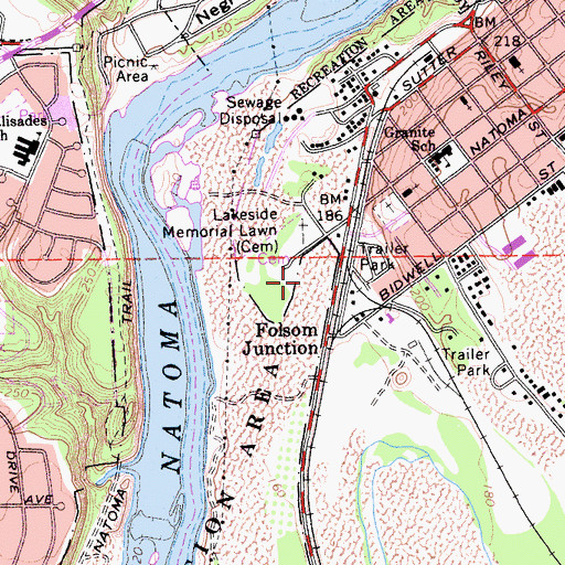 Topographic Map of Lakeside Memorial Lawn Cemetery, CA