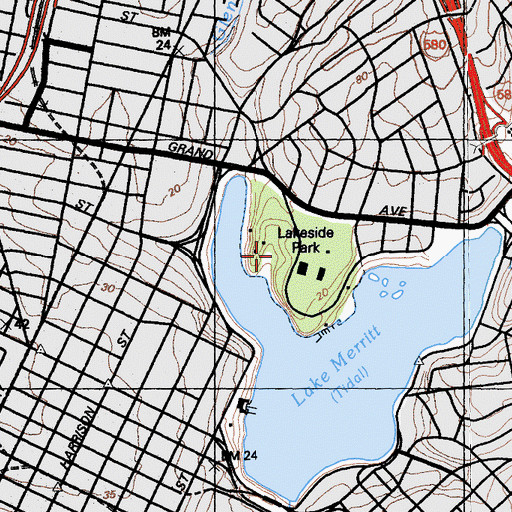 Topographic Map of Lakeside Park, CA