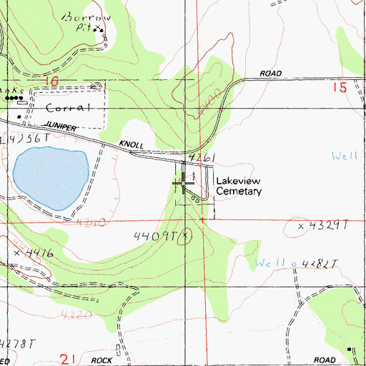 Topographic Map of Lakeview Cemetery, CA