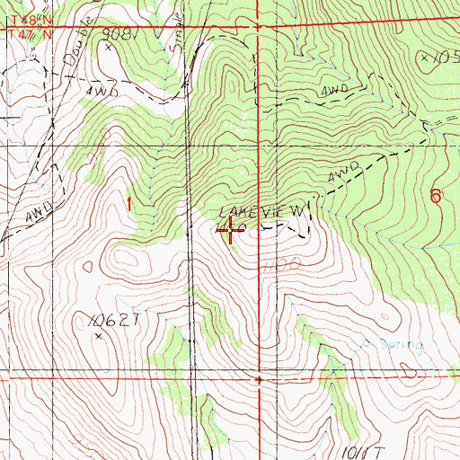 Topographic Map of Lakeview Lookout, CA