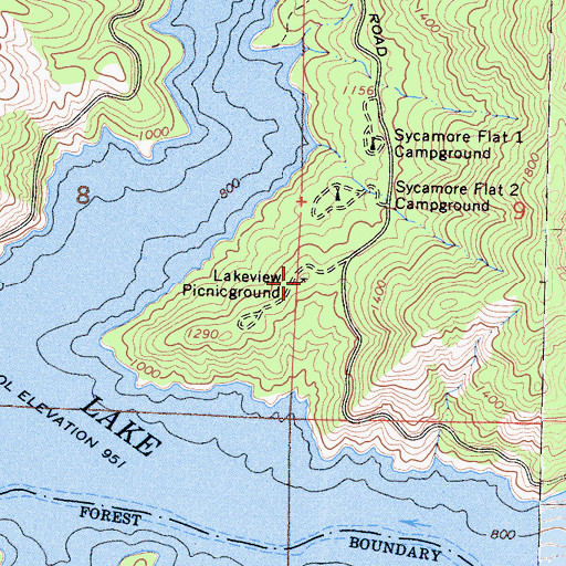 Topographic Map of Lakeview Picnic Ground, CA