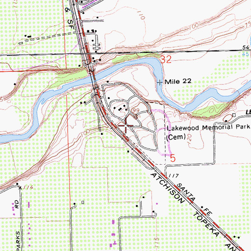 Topographic Map of Lakewood Memorial Park, CA