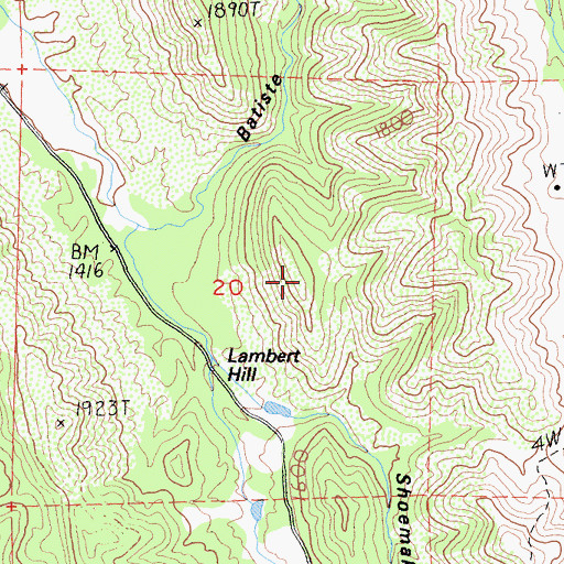 Topographic Map of Lambert Hill, CA