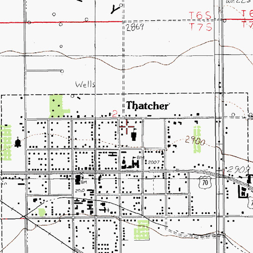 Topographic Map of Thatcher Elementary School, AZ