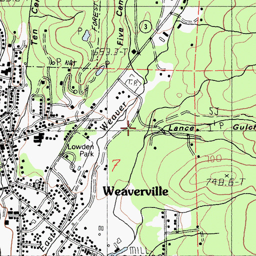 Topographic Map of Lance Gulch, CA