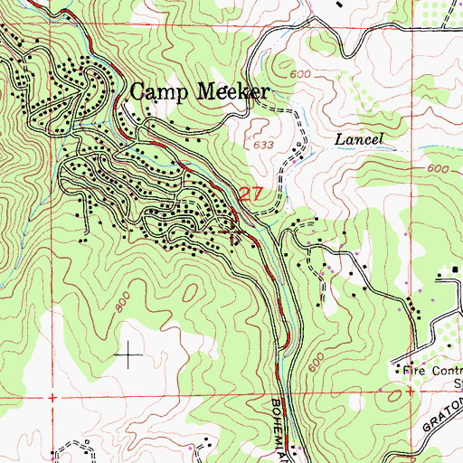 Topographic Map of Lancel Creek, CA