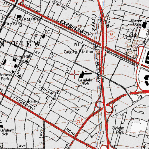 Topographic Map of Edith Landels Elementary School, CA