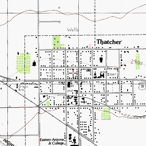 Topographic Map of Thatcher Fire Department, AZ