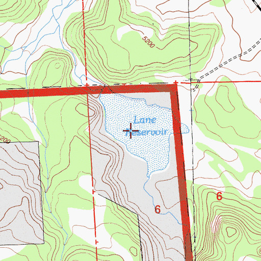 Topographic Map of Lane Reservoir, CA