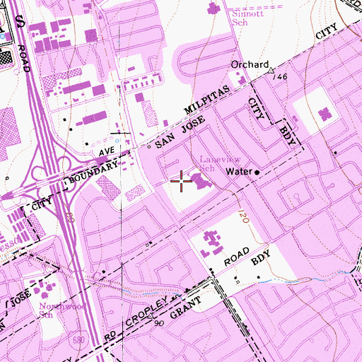 Topographic Map of Laneview Elementary School, CA